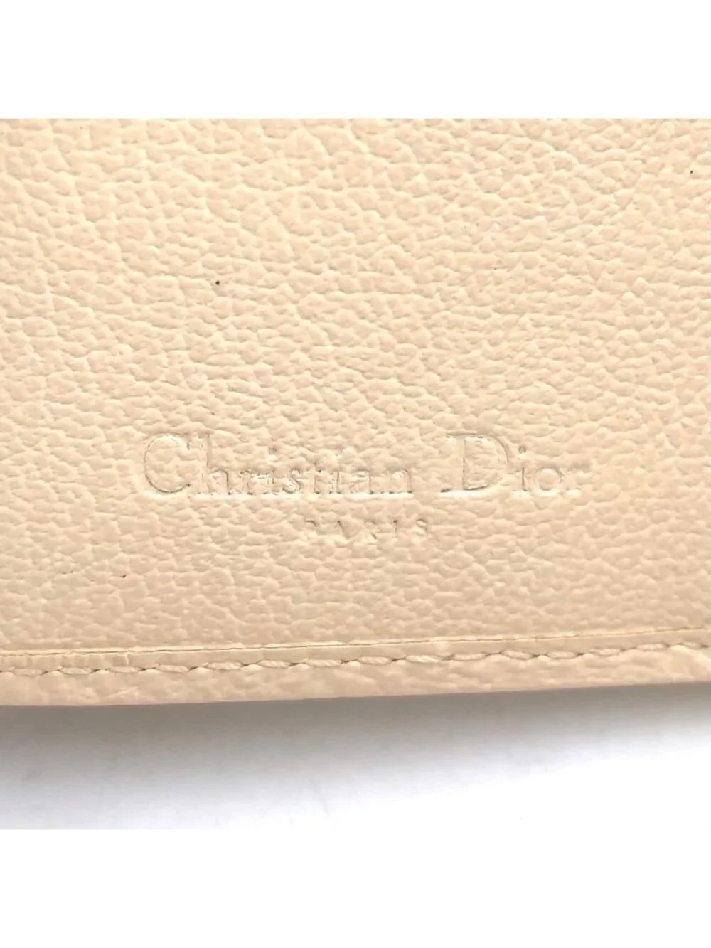 Dior Trotter Flower Embroidered Leather Light Beige Wallet Silver